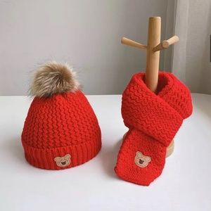 Cute 2Pcs children hat and scarf set